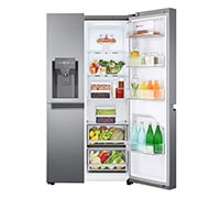 LG Side by Side Refrigerator, Platinum Silver, Smart Inverter Compressor, GC-L257JLYL