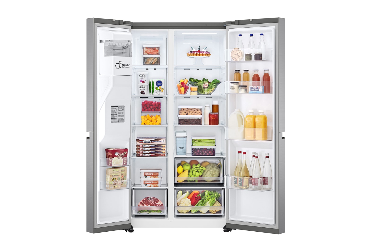 LG 617L Non Plumbed Side by Side Fridge in Stainless Finish, GC-L257SLXL