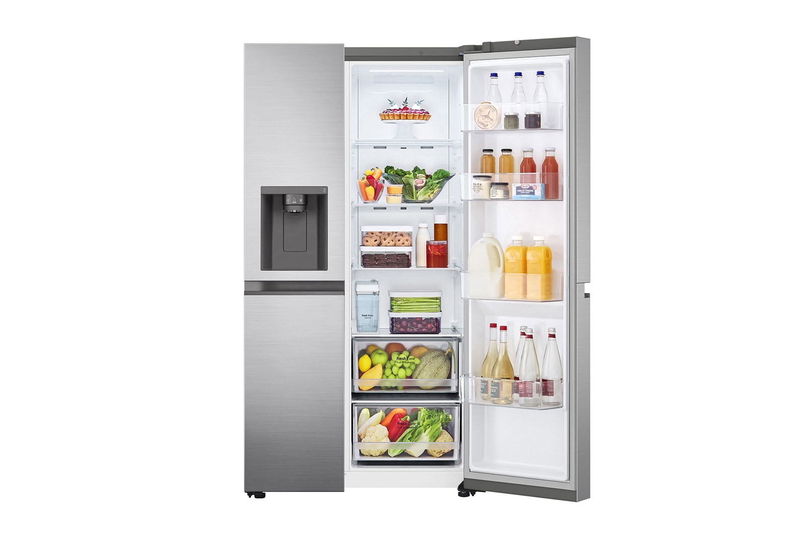 LG 617L Non Plumbed Side by Side Fridge in Stainless Finish, GC-L257SLXL