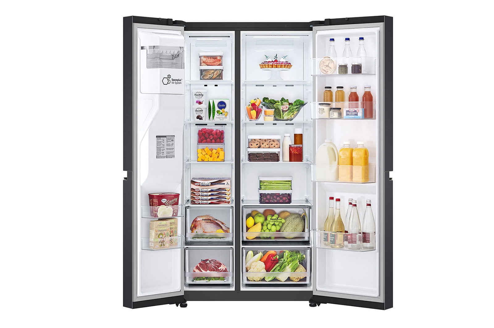 LG 611L Side by Side Fridge with Uvnano™ Ice & Water Dispenser in Black Finish, GC-L257SQSL