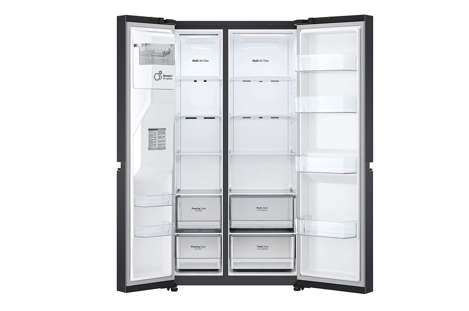 LG 611L Side by Side Fridge with Uvnano™ Ice & Water Dispenser in Black Finish, GC-L257SQSL