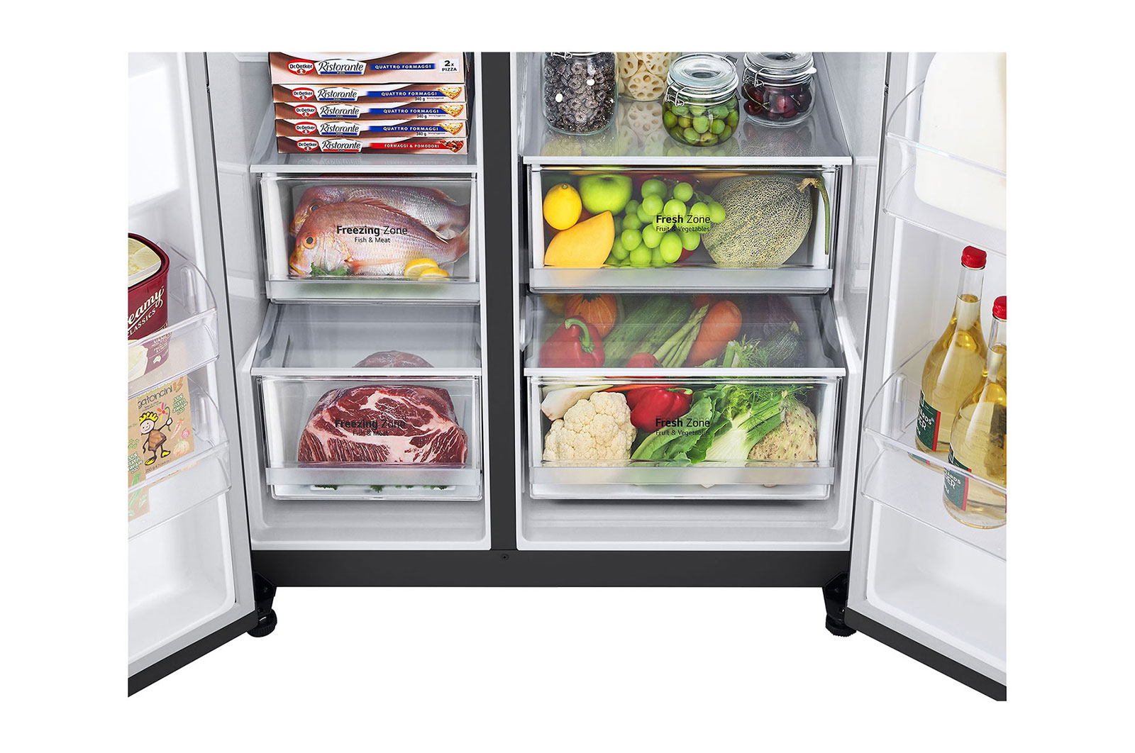 LG 611L Side by Side Fridge with Uvnano™ Ice & Water Dispenser in Black Finish, GC-L257SQSL