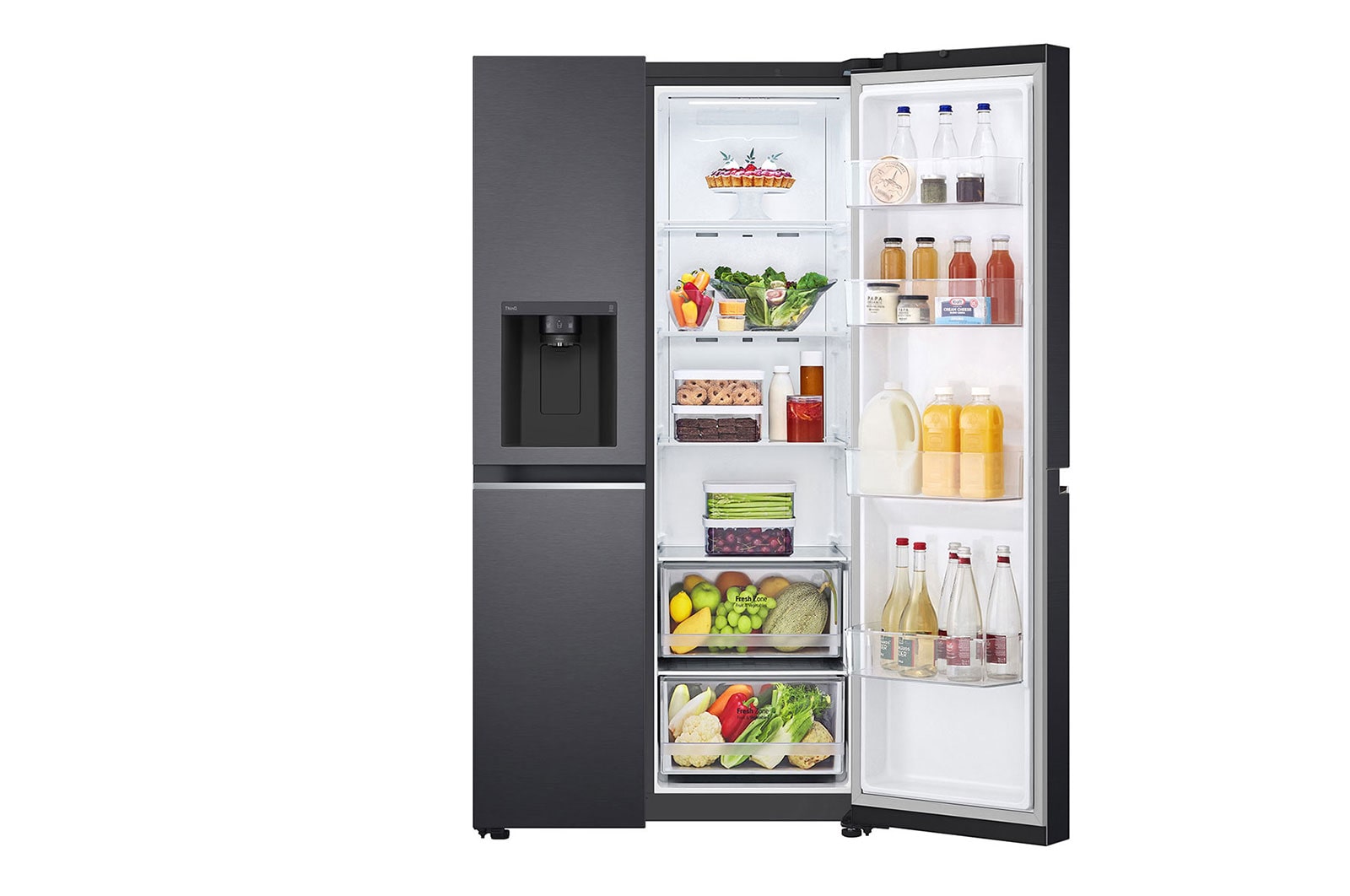 LG 611L Side by Side Fridge with Uvnano™ Ice & Water Dispenser in Black Finish, GC-L257SQSL