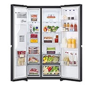 LG 611L Side by Side Fridge with Uvnano™ Ice & Water Dispenser in Black Finish, GC-L257SQSL