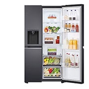 LG 611L Side by Side Fridge with Uvnano™ Ice & Water Dispenser in Black Finish, GC-L257SQSL