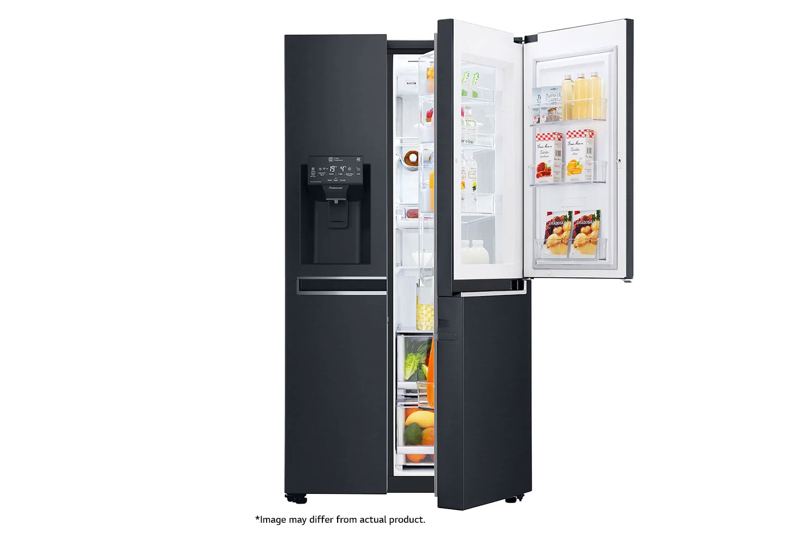 LG 665L Side by Side Fridge with InstaView Door-In-Door® in Matte Black Finish, GC-X247CQBV