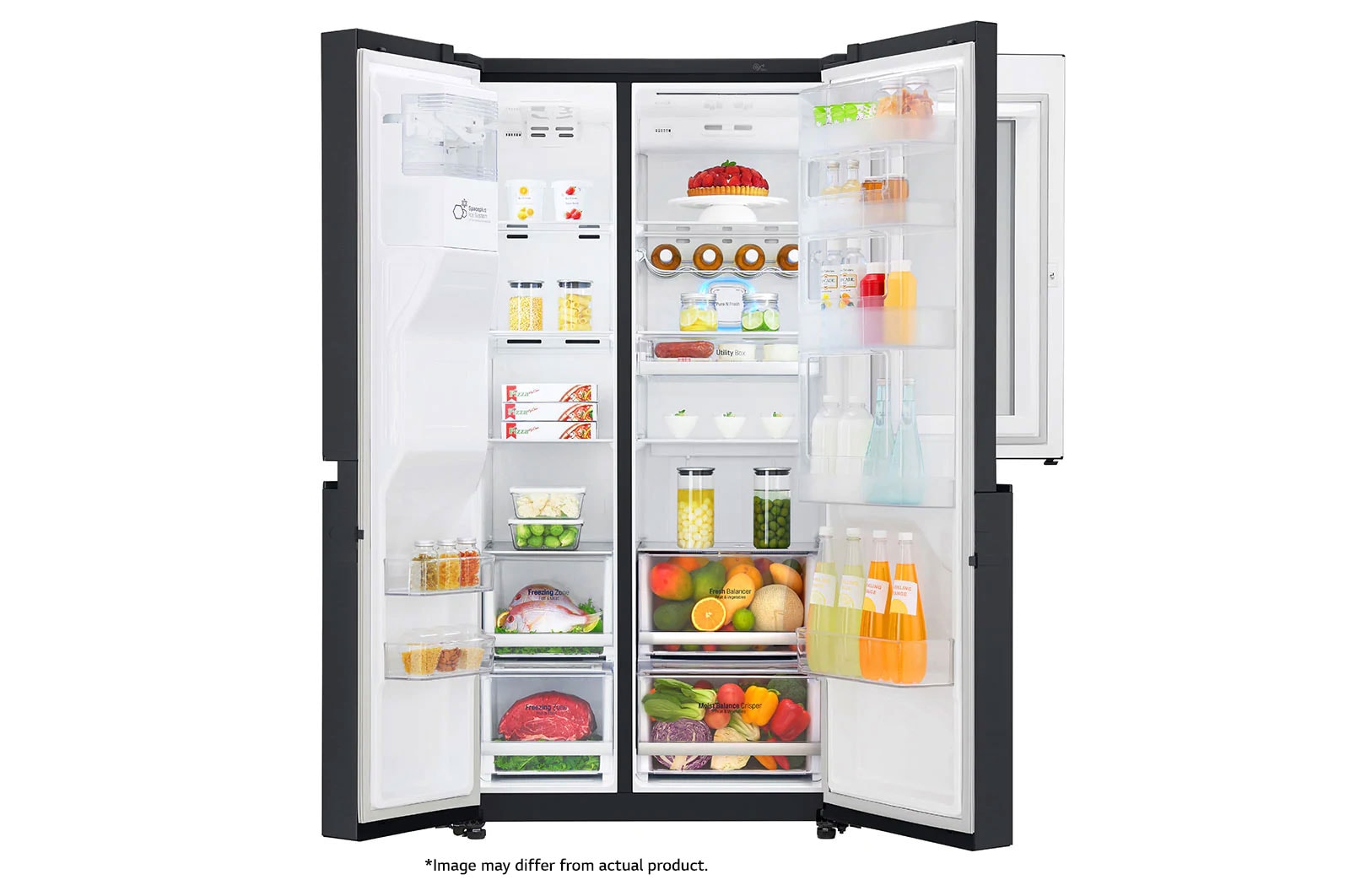 LG 665L Side by Side Fridge with InstaView Door-In-Door® in Matte Black Finish, GC-X247CQBV