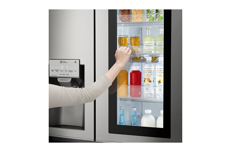 LG 665L Stainless Steel InstaView Side by Side Fridge, Door-in-Door, GC-X247CSBV