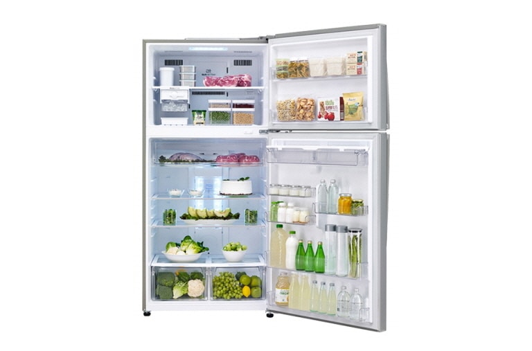 LG 568L Shiny Steel Top Freezer/Fridge, GR-B762HLPL