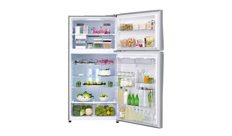 LG 568L Shiny Steel Top Freezer/Fridge, GR-B762HLPL