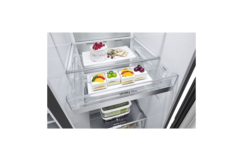 LG 674L InstaView™ Door-in-Door Side by Side Fridge with Uvnano™ Ice & Water Dispenser in Black Finish, GC-X257CQFS