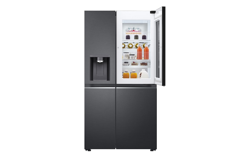 LG 674L InstaView™ Door-in-Door Side by Side Fridge with Uvnano™ Ice & Water Dispenser in Black Finish, GC-X257CQFS