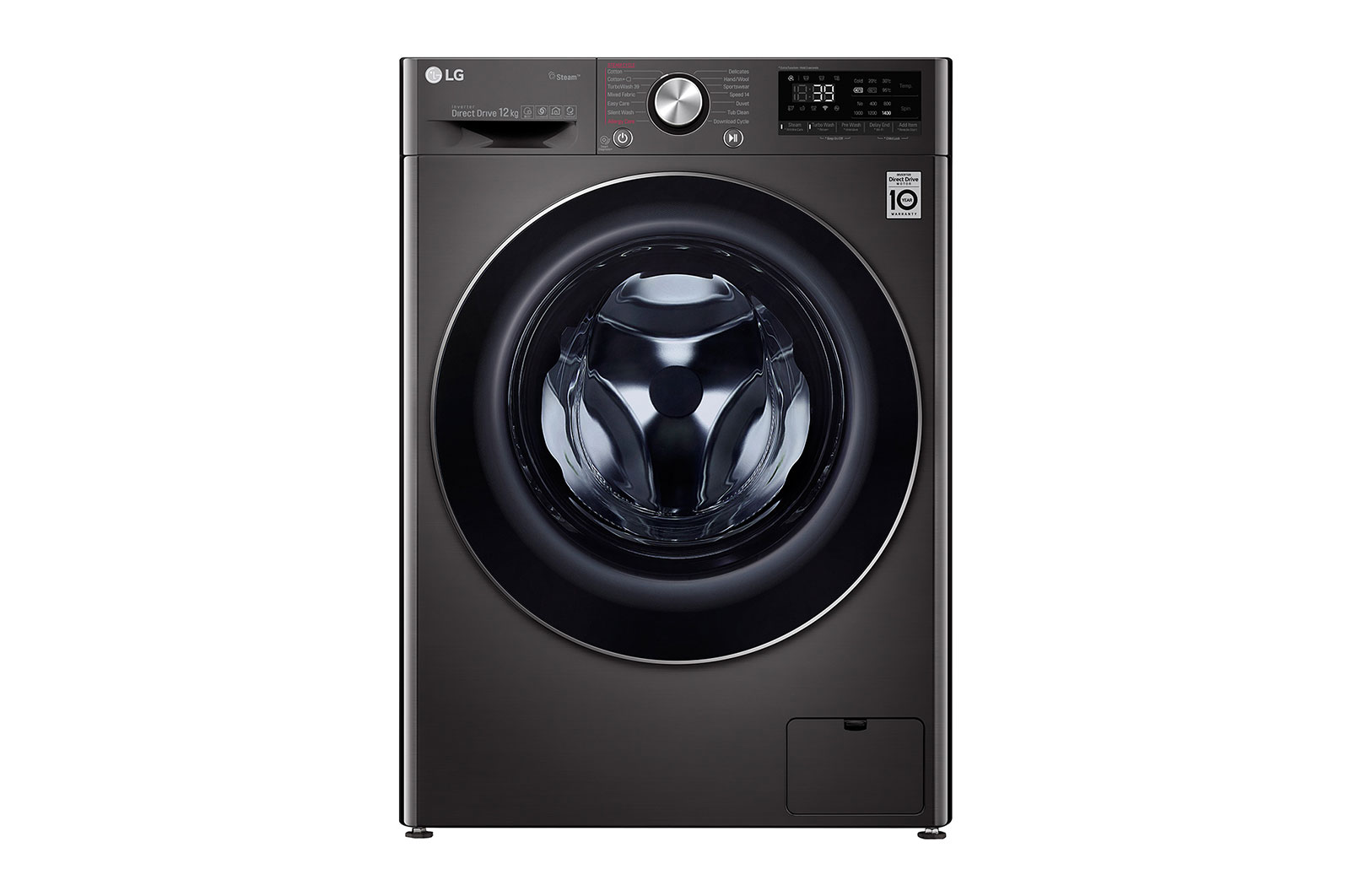 LG 12kg Black Steel Front Load Washing Machine - F4V9BWP2E, F4V9BWP2E