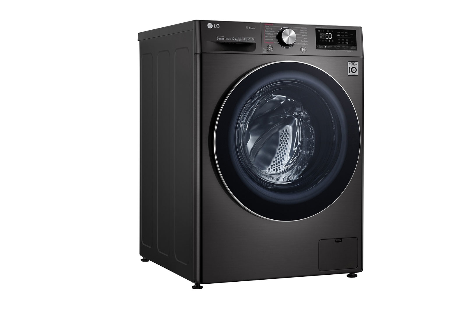 LG 12kg Front Loader Washer with AI DD™ & Steam in Black Finish, F4V9BWP2E