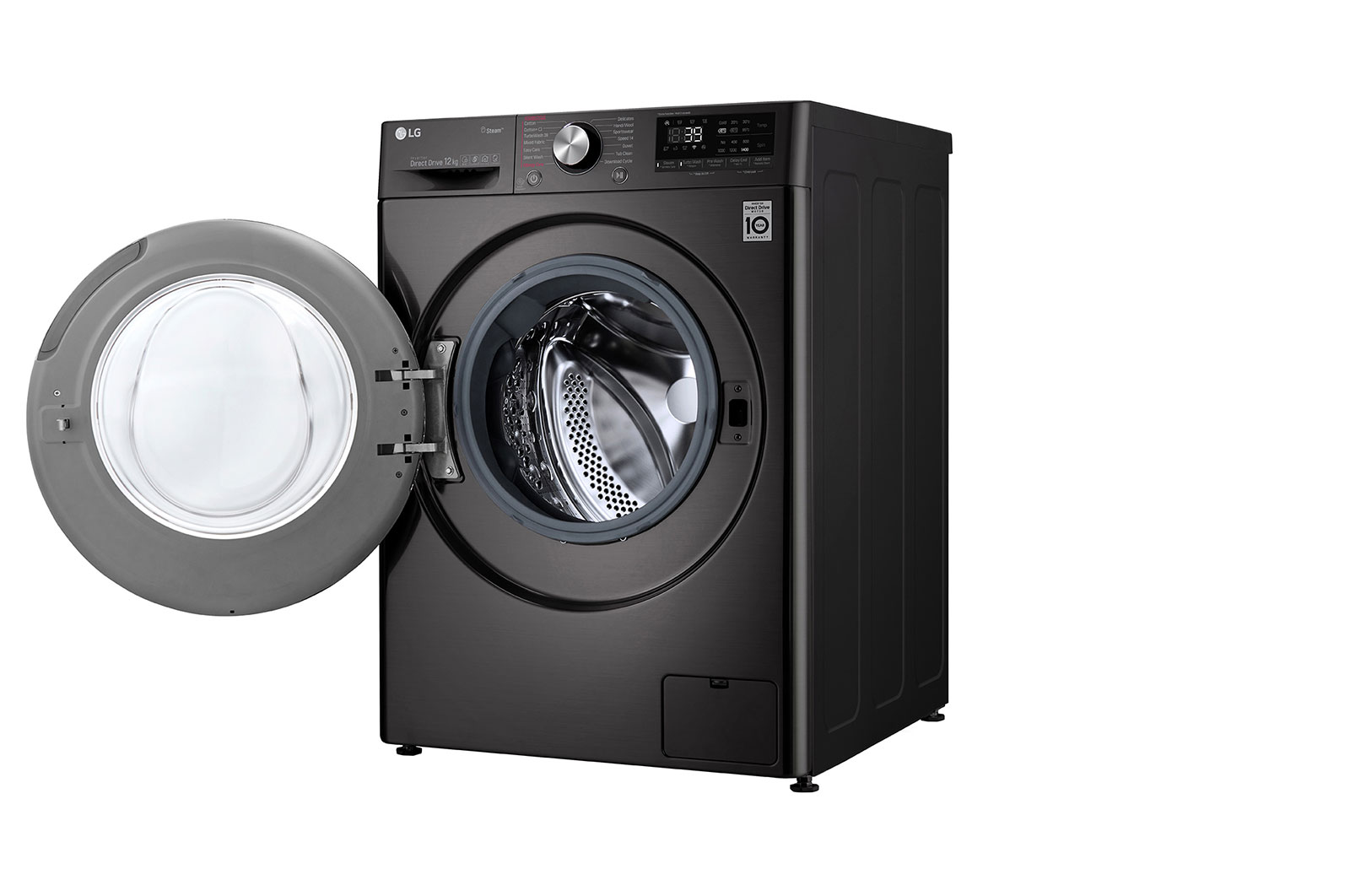 LG 12kg Front Loader Washer with AI DD™ & Steam in Black Finish, F4V9BWP2E