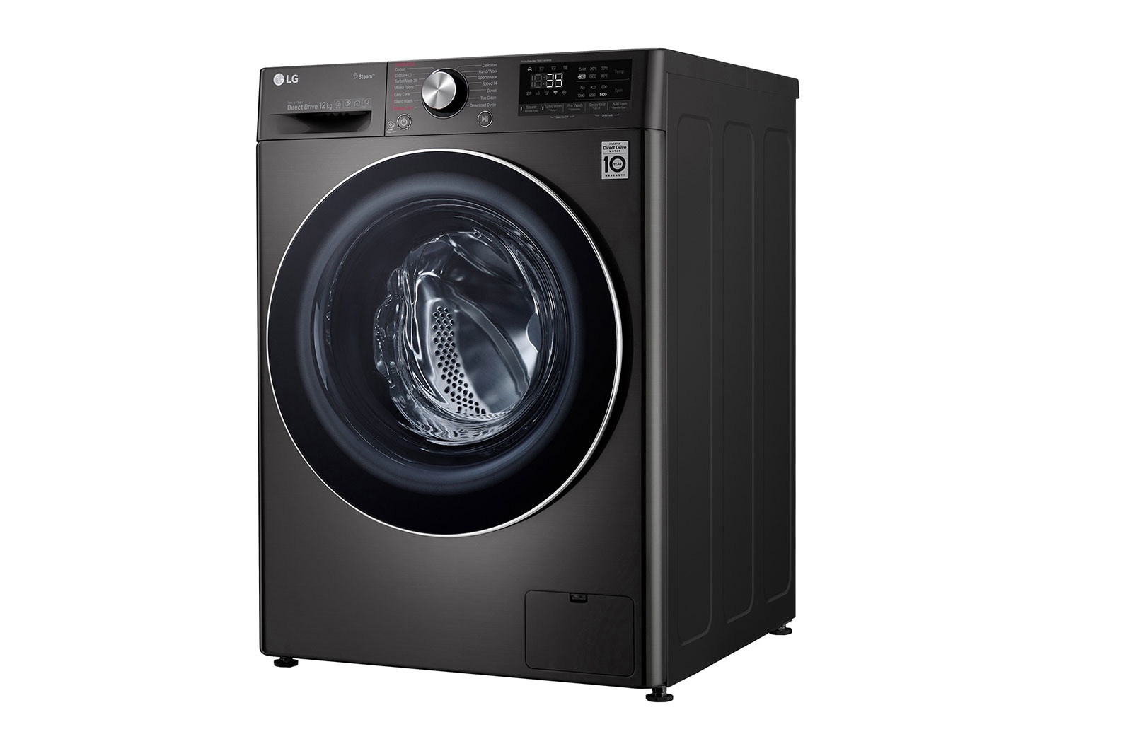 LG 12kg Front Loader Washer with AI DD™ & Steam in Black Finish, F4V9BWP2E