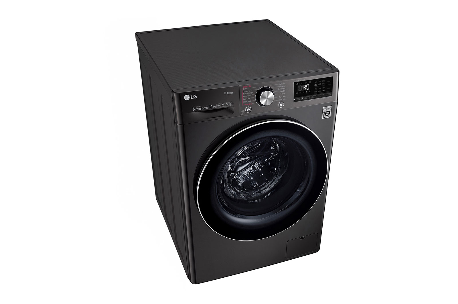 LG 12kg Front Loader Washer with AI DD™ & Steam in Black Finish, F4V9BWP2E