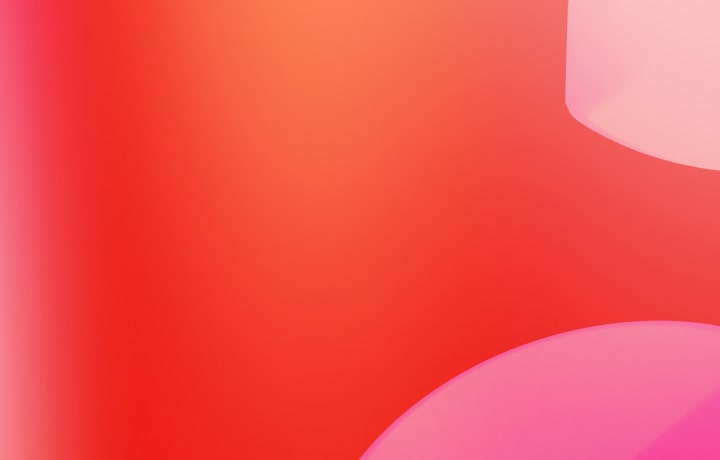 Fundo vermelho abstrato com grandes formas sobrepostas rosas em gradiente, criando um design moderno e minimalista