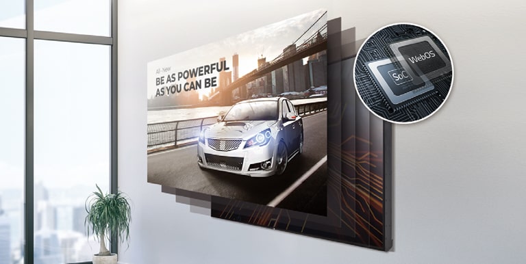 O SoC e a plataforma de sinalização inteligente webOS incluídos demonstram sua capacidade de executar várias tarefas ao mesmo tempo.