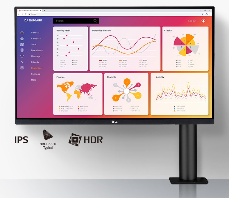 Tela de 27" QHD IPS: Cores reais e visualização ampliada, tela de 27 polegadas QHD IPS, sRGB, HDR10