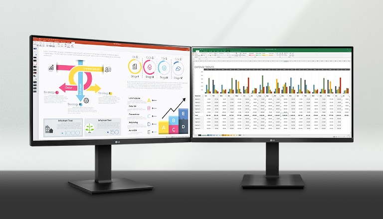 Dieses Display hat an drei Seiten einen schmalen Rahmen für eine optimale Arbeitsumgebung