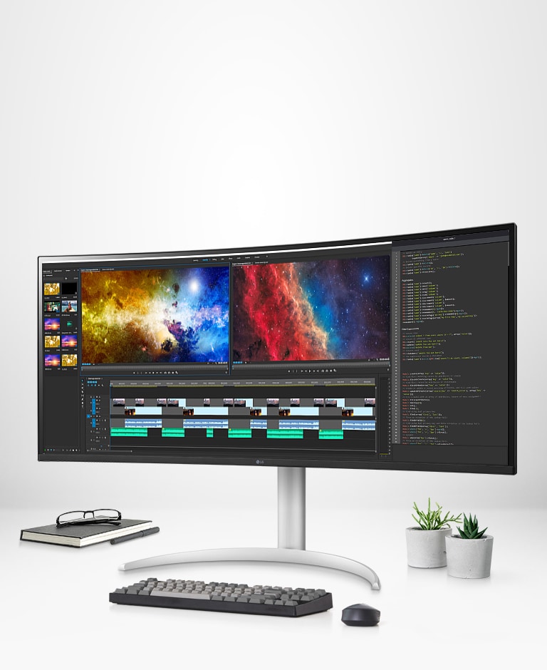 Bearbeiten und Ausführen diverser Programme auf dem 37,5 Zoll großen LG-UltraWide™-Monitor mit QHD im 21:9-Format.