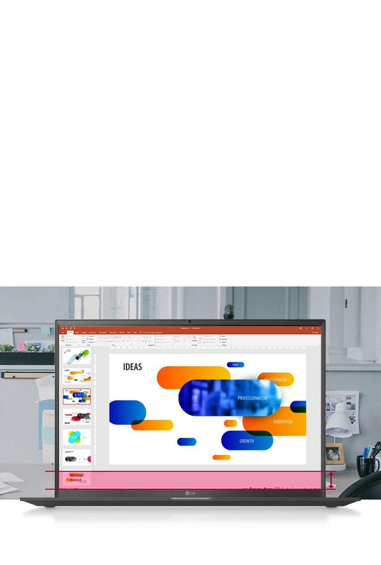 Großes 16:10-Display, auf dem Ihnen mehr Daten für Ihre Powerpoint-Präsentationen angezeigt werden