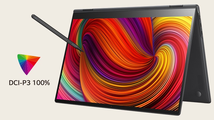 DCI-P3 100%-wide colour gamut.