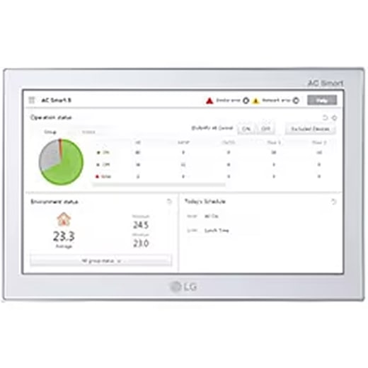 LG Central Controller providing integrated HVAC monitoring and centralized building management interface.