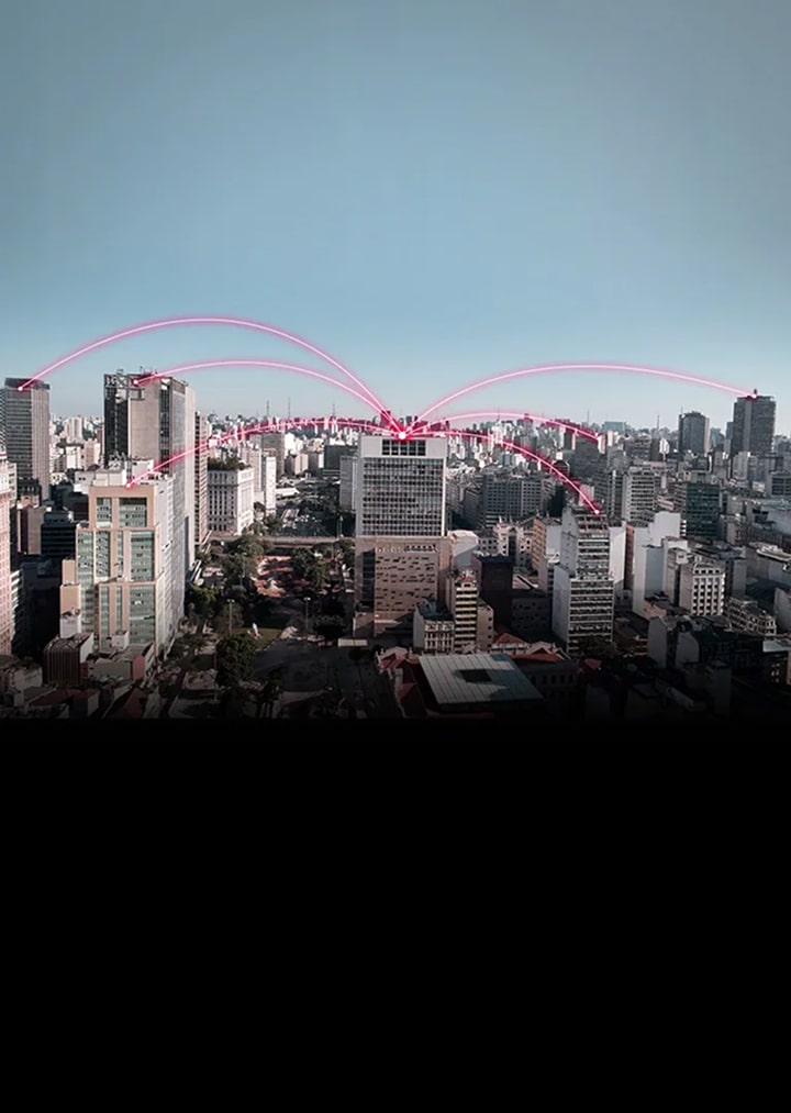 LG Control Solutions smart building management system connecting multiple skyscrapers for efficient temperature and energy control.