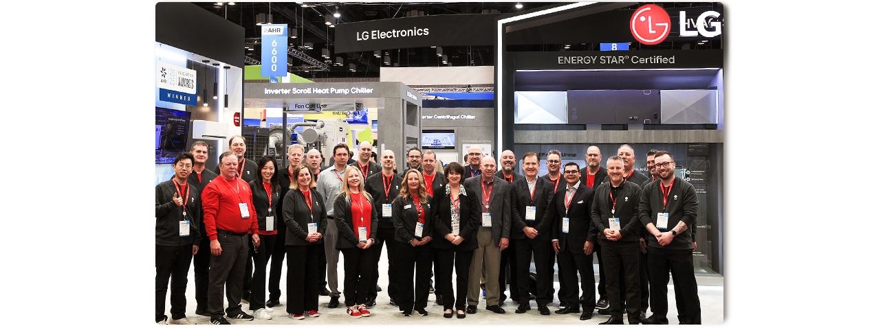LG booth at AHR 2025 showcasing modern exhibition setup and branding.