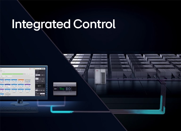 LG HVAC integrated control platform with centralized display. Offers seamless connection of HVAC units with comprehensive monitoring and system optimization.