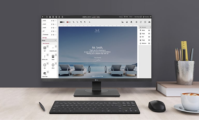 The solution's editor screen is visibly active on the display.