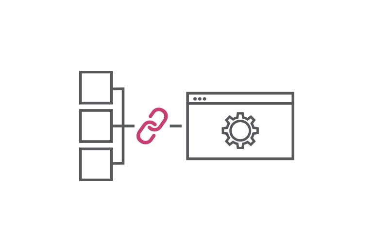 LG SuperSign CMS allows users to import externally created content, such as web videos or real-time streams, a feature that is represented in the image using simple icons.