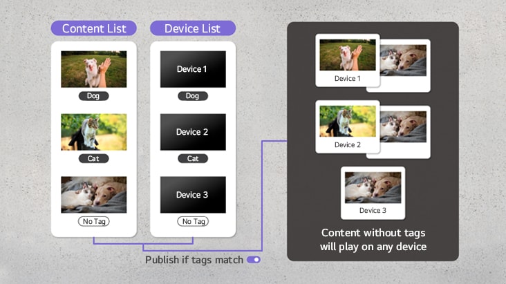 This image showcases the use of tag settings to manage content efficiently, making it easier to locate and apply to devices.