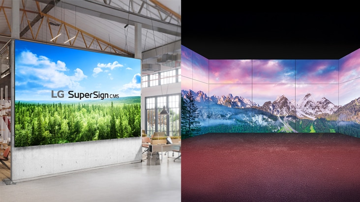 The images show examples of content displayed on regular and irregular LED signage.