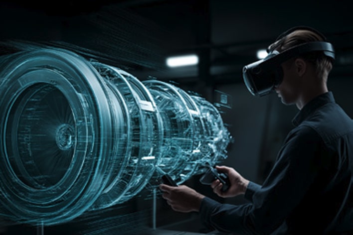 Industrial operator supported by AI-based smart operator assistance, enhancing productivity with LG digital solutions