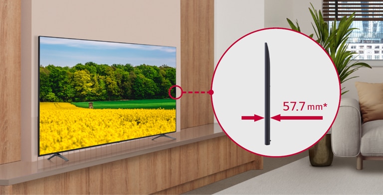 The UM660H is harmoniously installed on the hotel room, and the side view is enlarged to show.