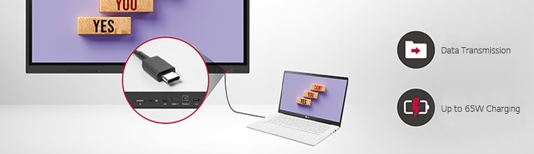 The LG CreateBoard easily transmits data via USB-C connectivity and can charge up to 65W.
