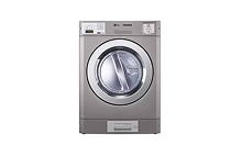 LG front-load commercial dryer in black
