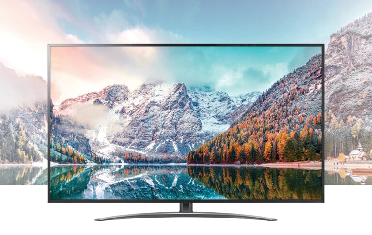 A TV with STB-6500 is screening the natural scenery at high resolution.