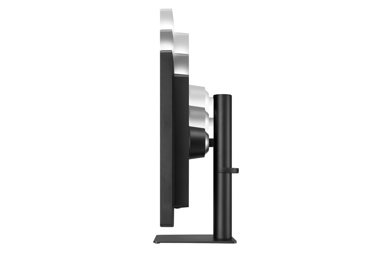 side view of the screen moving downwards for height adjustment