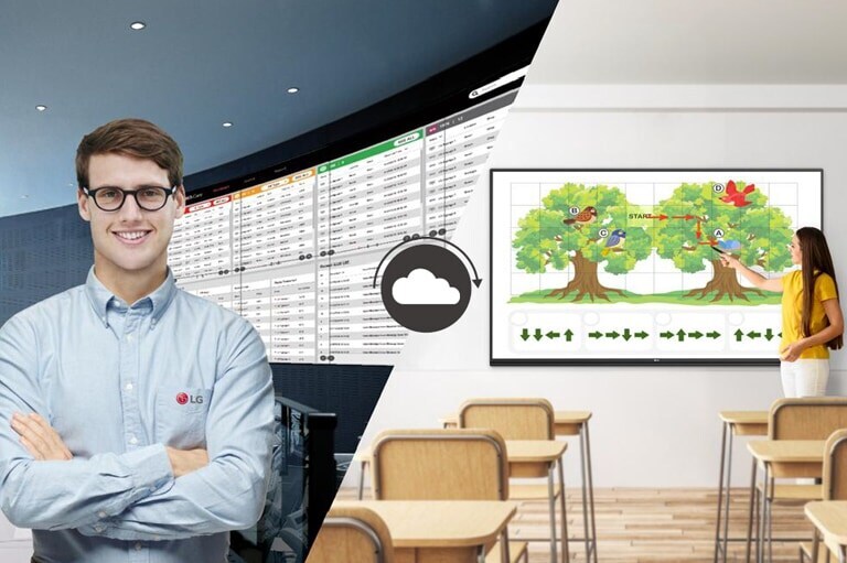 The LG employee is remotely monitoring the TR3PJ series installed in a different place.