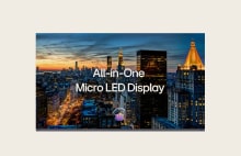 LG All-in-One Micro LED Display showcasing a vivid city skyline at sunset. LG Micro LED solutions delivering exceptional picture quality, simplified installation and reliable performance.