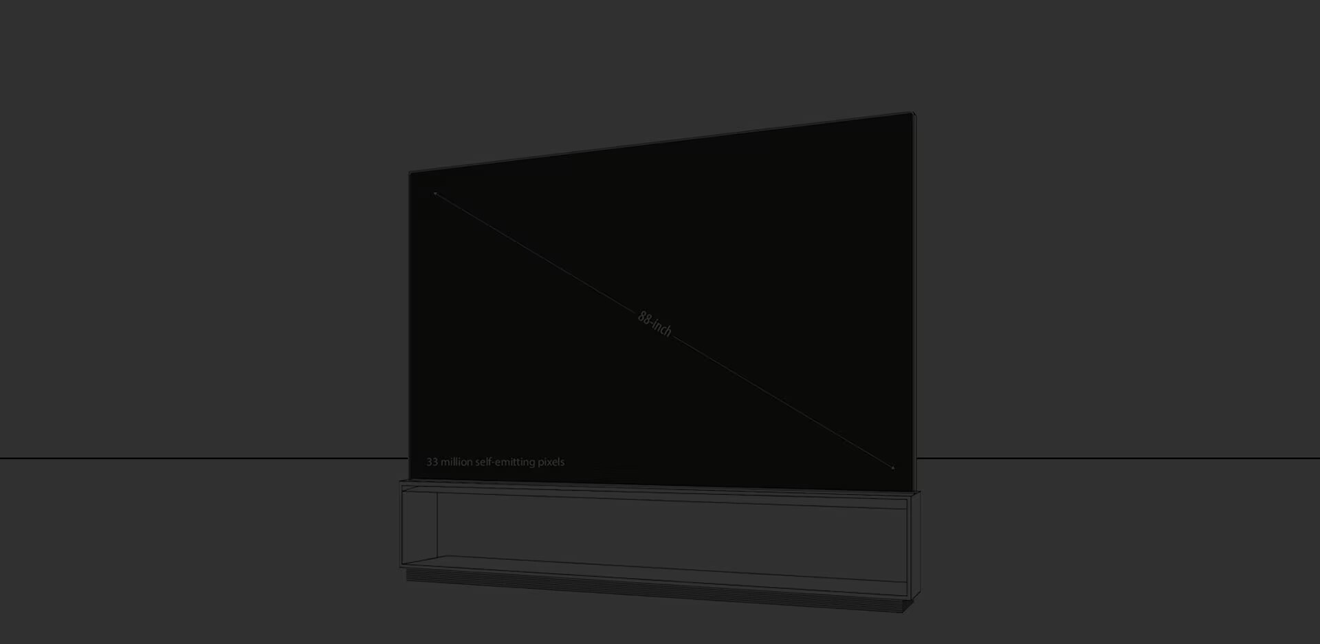 An infographic picture of LG SIGNATURE 8K OLED TV Z9 showing its dimension of the whole product body