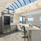 LG SIGNATURE Wine Cellar within a marble kitchen