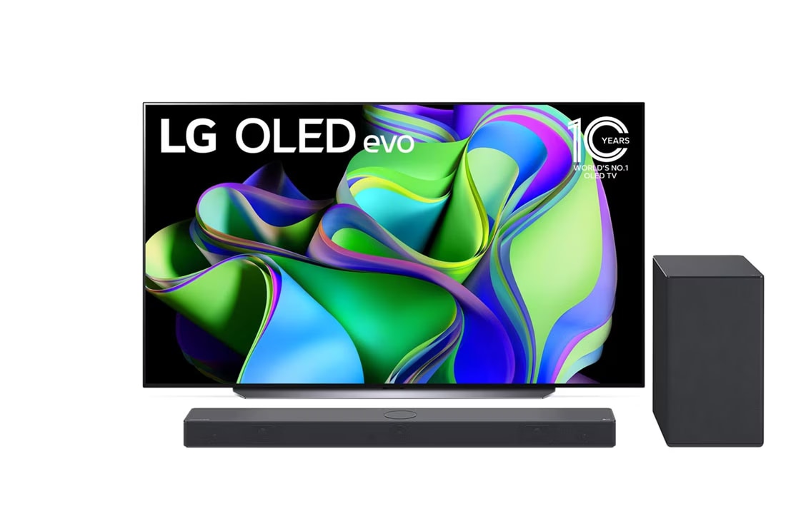 تلفزيون LG OLED evo C3 الذكي مقاس 83 بوصة بدقة 4K لعام 2023 + LG Sound Bar SC9S