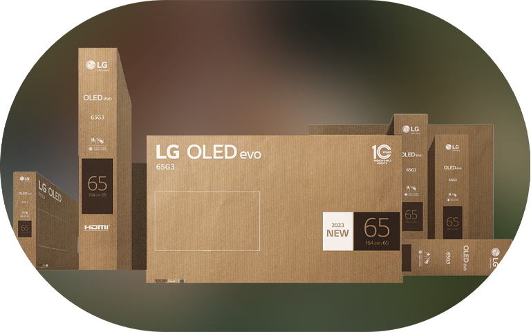 LG OLED evo TV series recyclable cardboard boxes