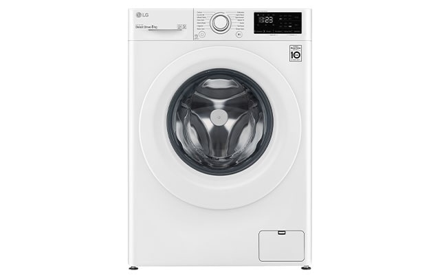 A front view of LG F4V308WNW washing machine