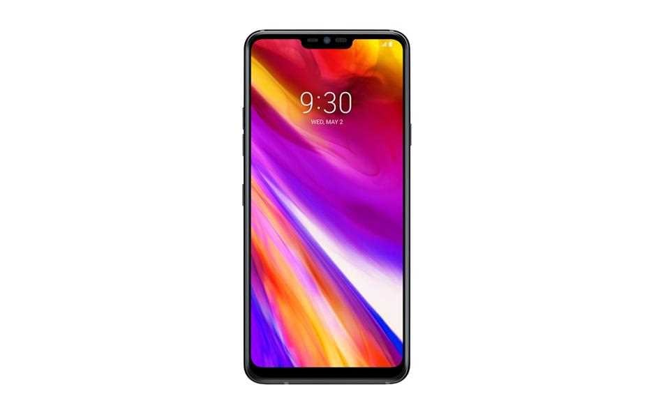 A front shot of a new lg g7 smartphone.